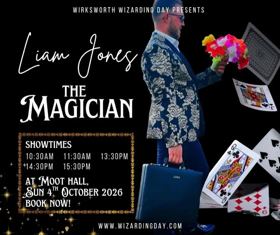 Poster for Liam Jones the Magician at the Moot Hall